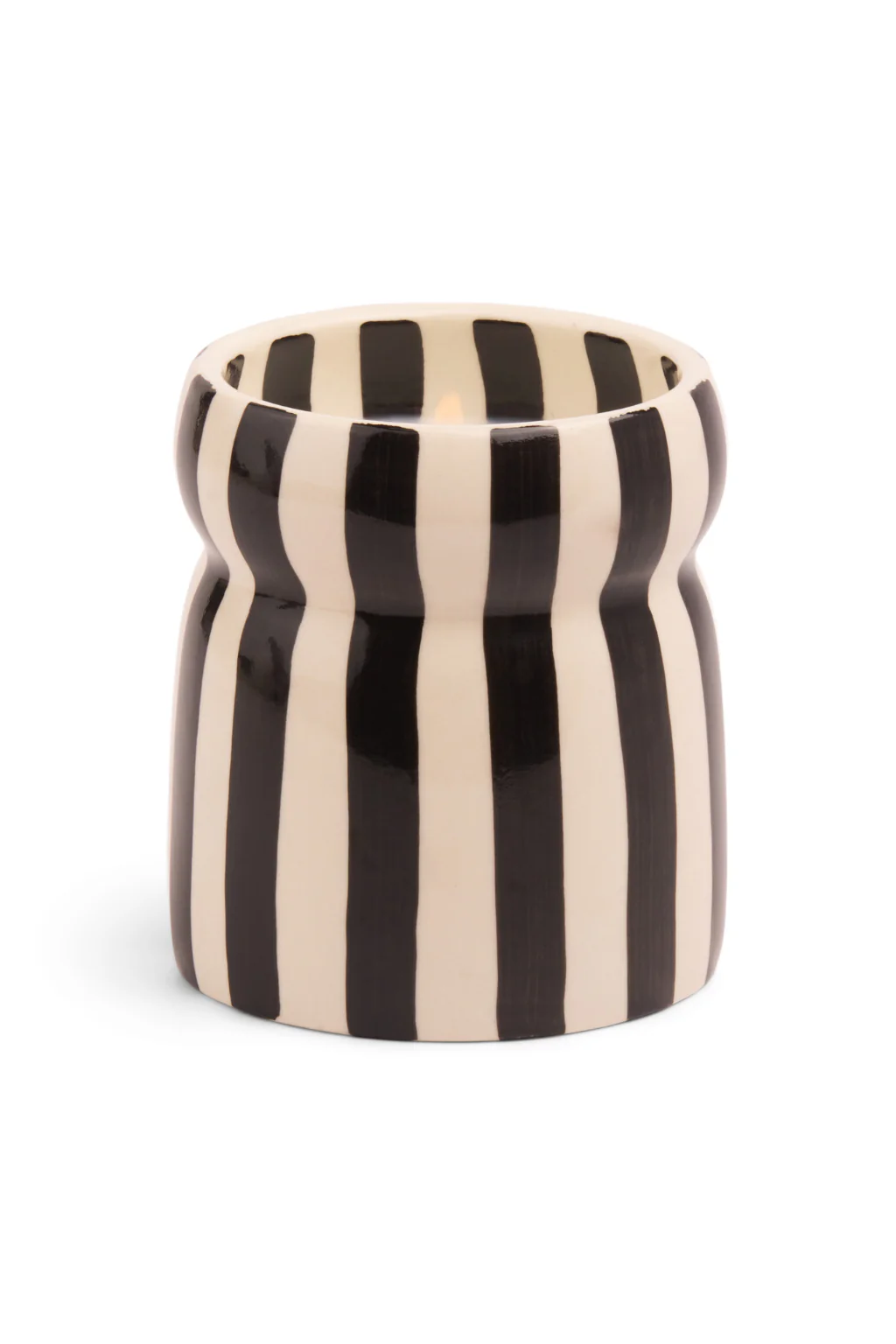 Cabana 6.5oz/184g Black Stripped Ceramic Candle - Lava Stone - Image 2