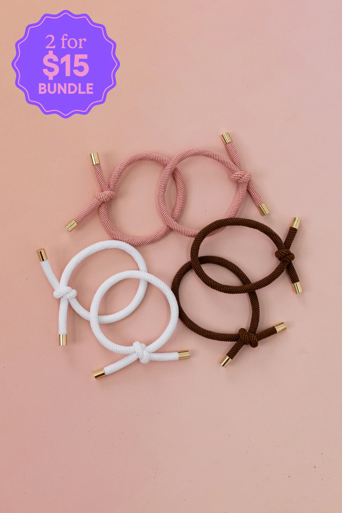 6 Pack Hair Ties in Latte Colours - Image 2