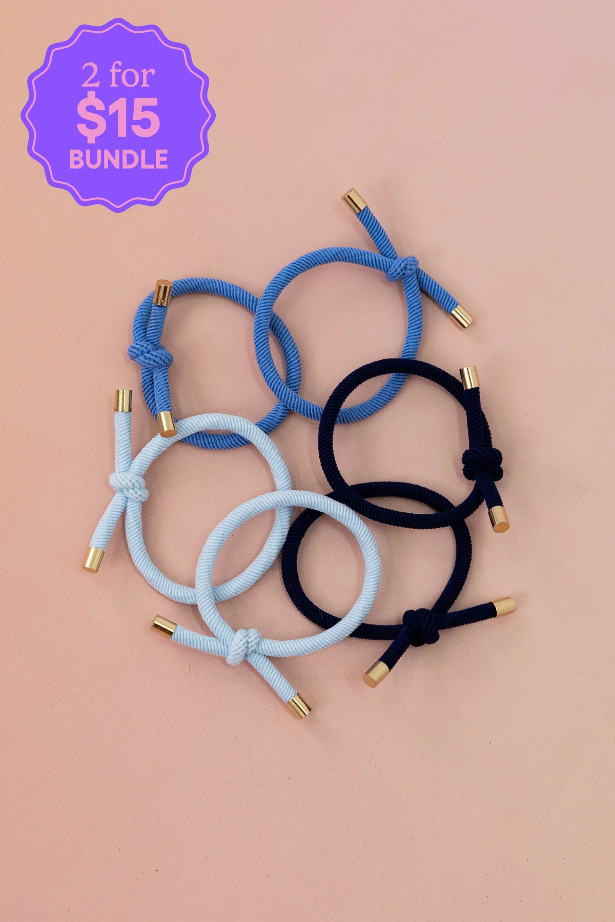 6 Pack Hair Ties in Ocean Colours - Image 2