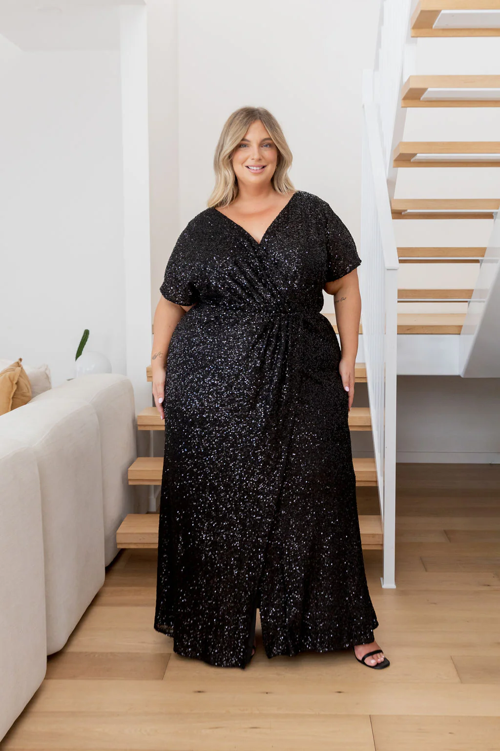 Arabella Sequin Maxi Dress in Black - Image 2
