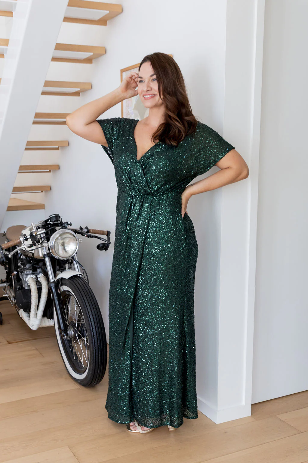 Arabella Sequin Maxi Dress in Emerald - Image 11
