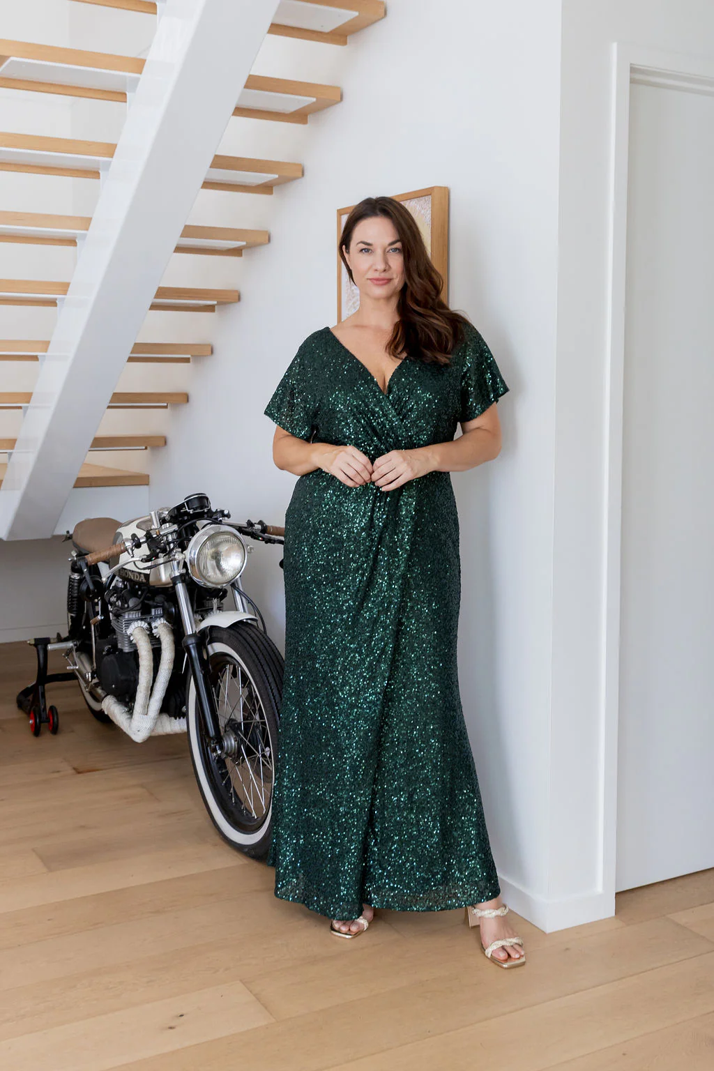 Arabella Sequin Maxi Dress in Emerald - Image 13
