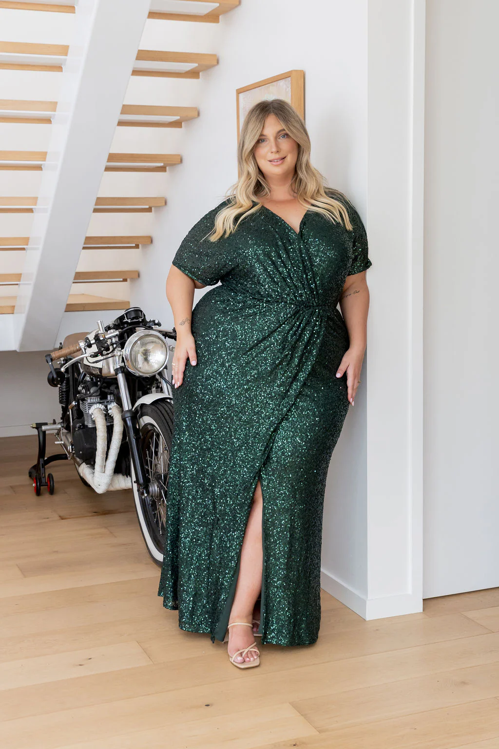 Arabella Sequin Maxi Dress in Emerald - Image 2