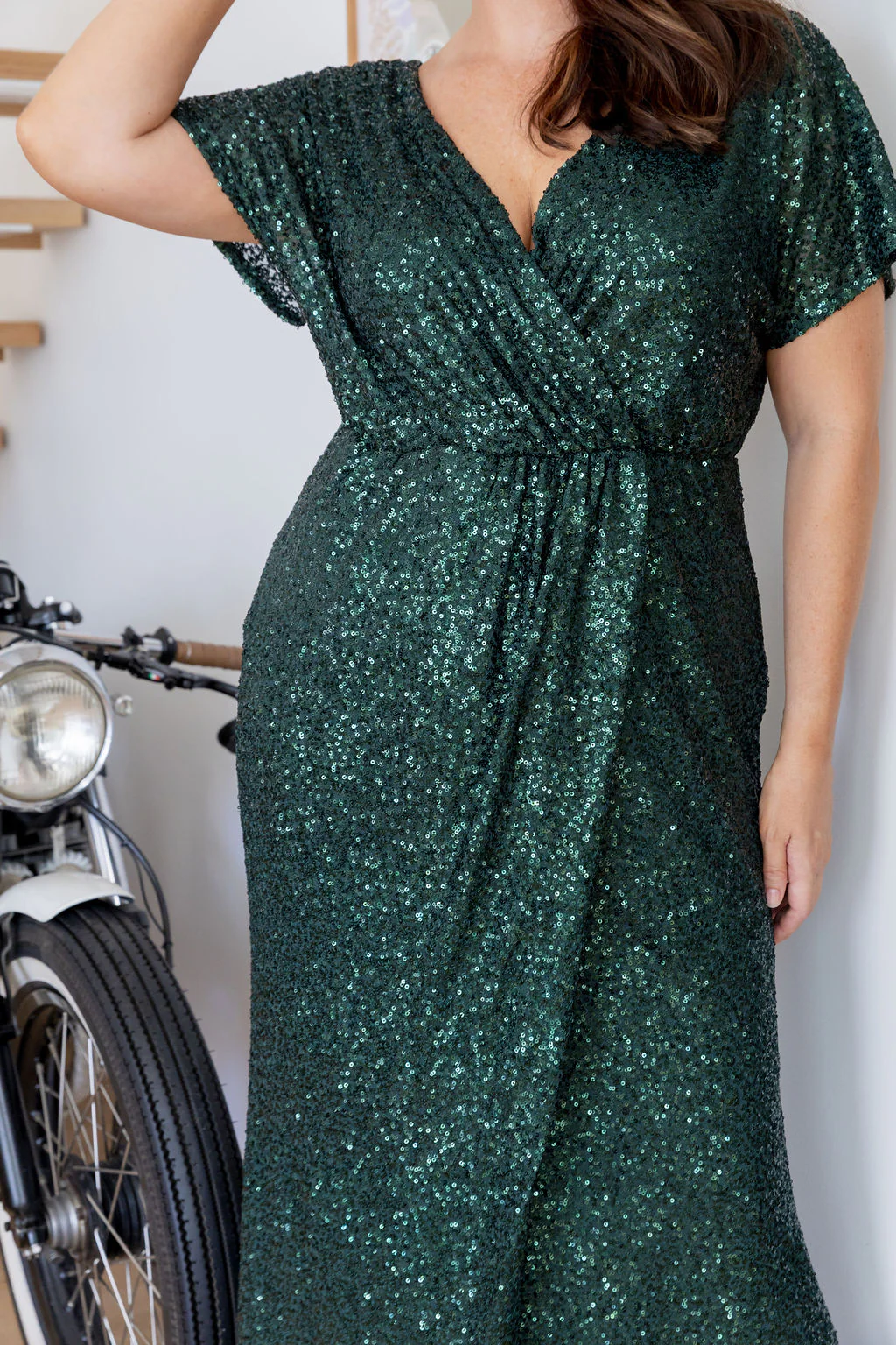 Arabella Sequin Maxi Dress in Emerald - Image 29