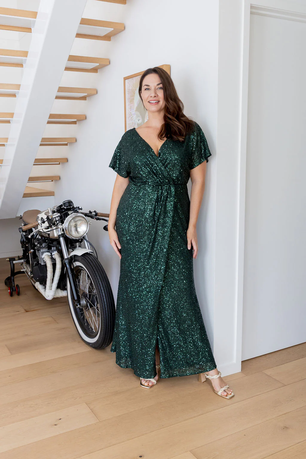 Arabella Sequin Maxi Dress in Emerald - Image 3