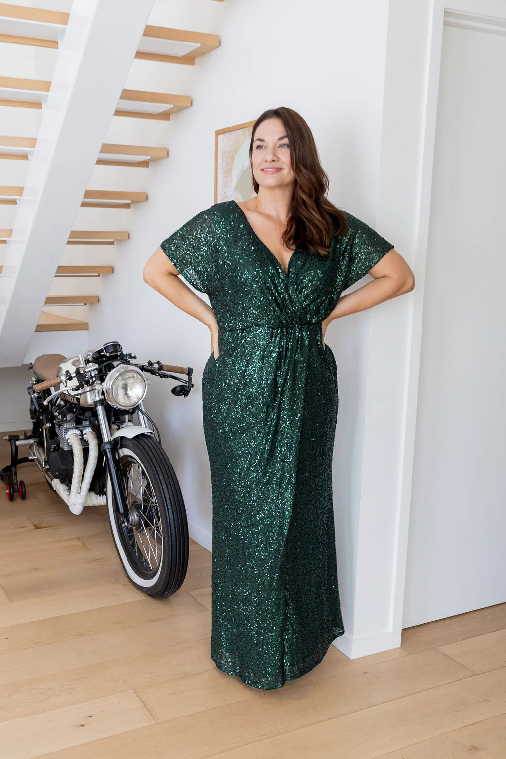Arabella Sequin Maxi Dress in Emerald - Image 6