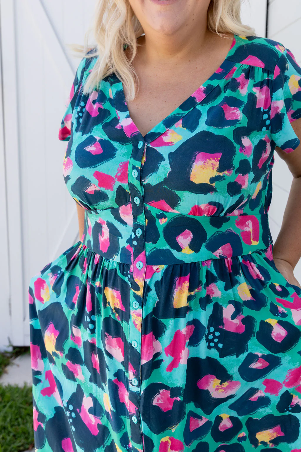 Aurora Midi Dress in Green Leopard by Kasey Rainbow - Image 3
