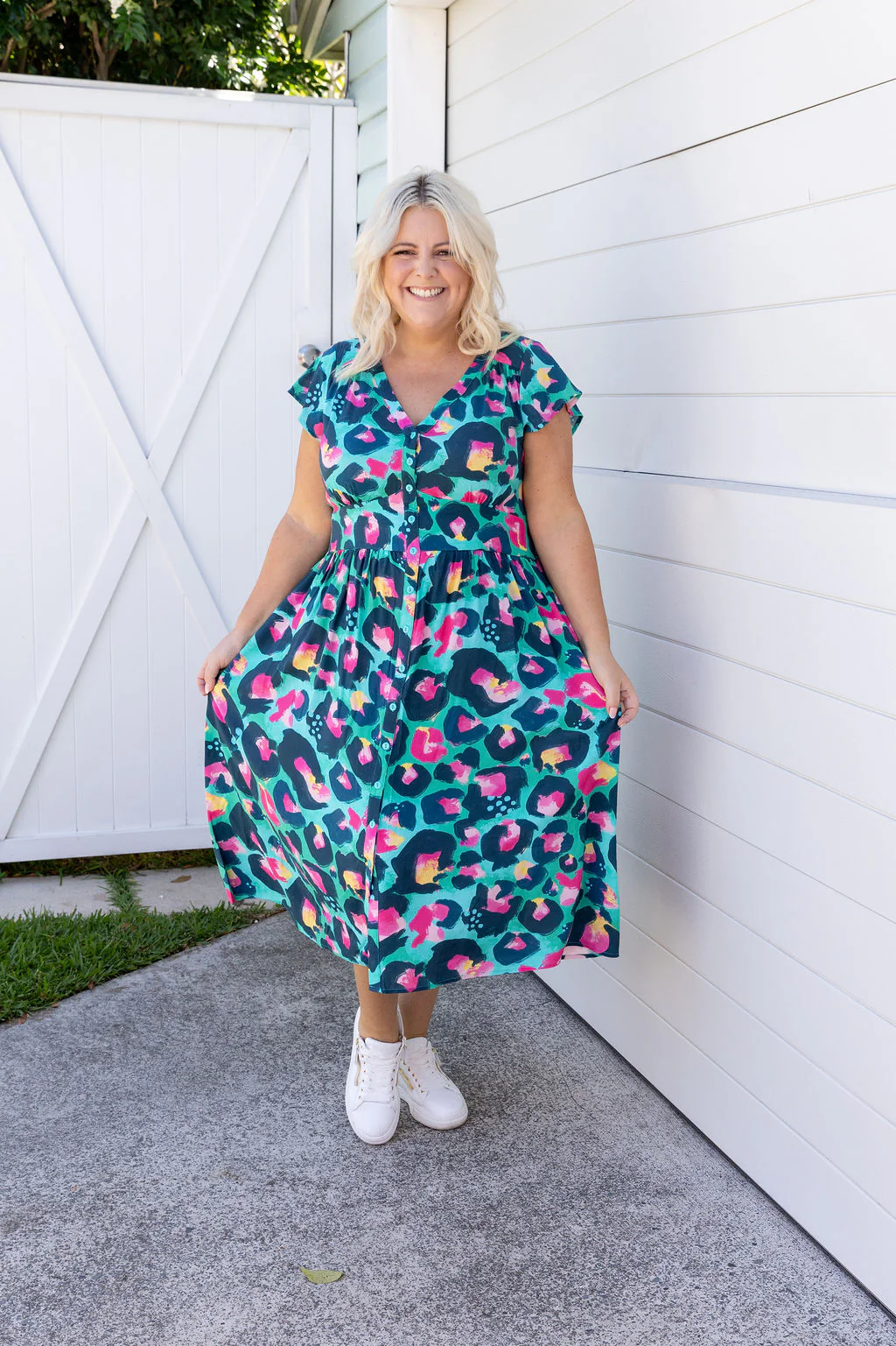 Aurora Midi Dress in Green Leopard by Kasey Rainbow - Image 6