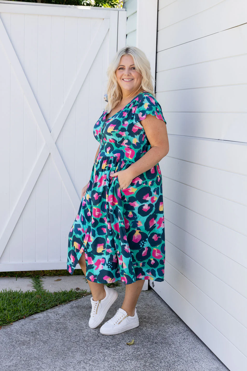 Aurora Midi Dress in Green Leopard by Kasey Rainbow - Image 8