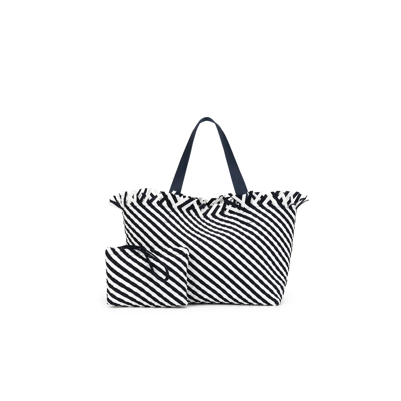 Bahama Navy Large 2 Piece Woven Tote Bag by Black Caviar
