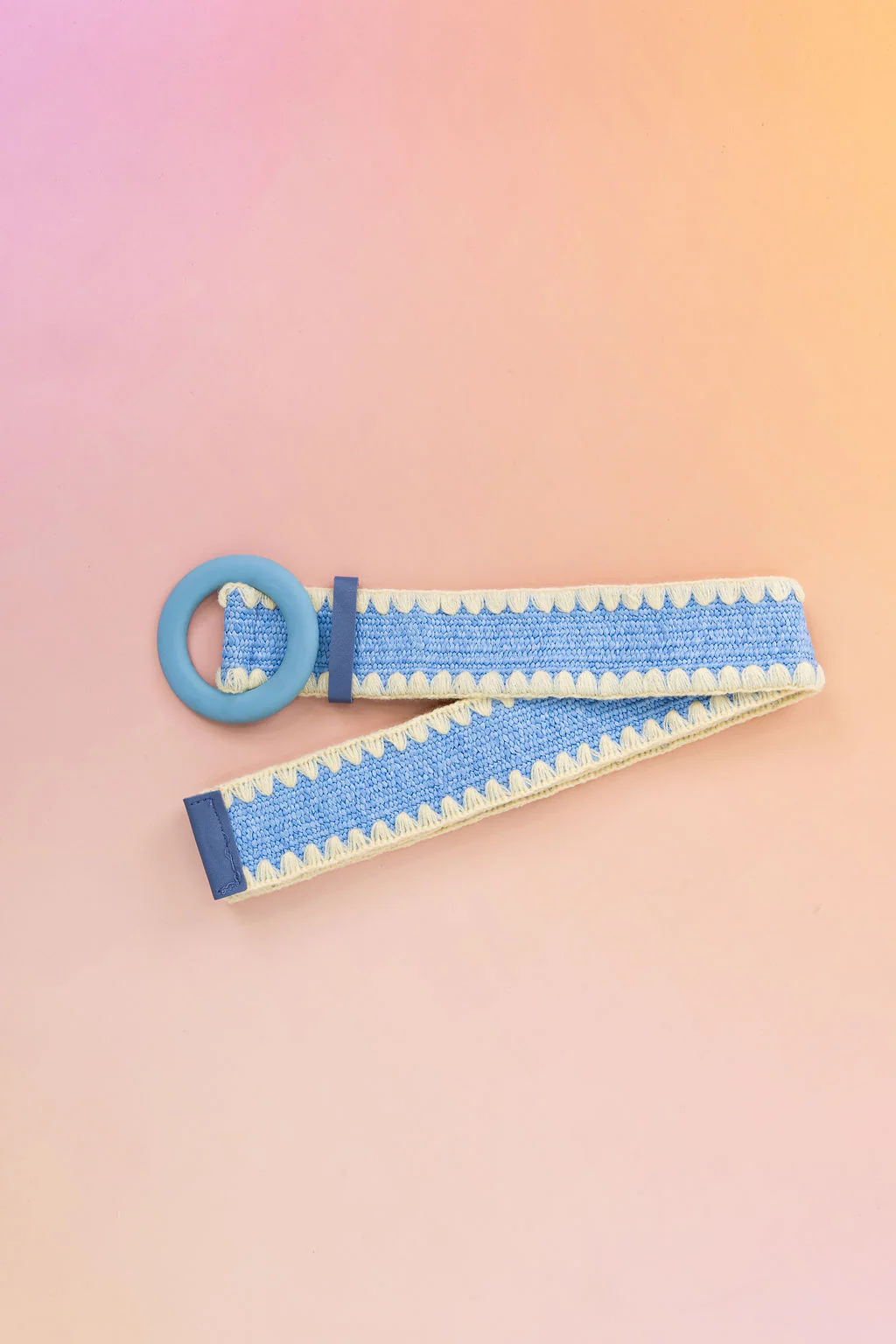 Extra Length Stretch Belt with Blue Buckle