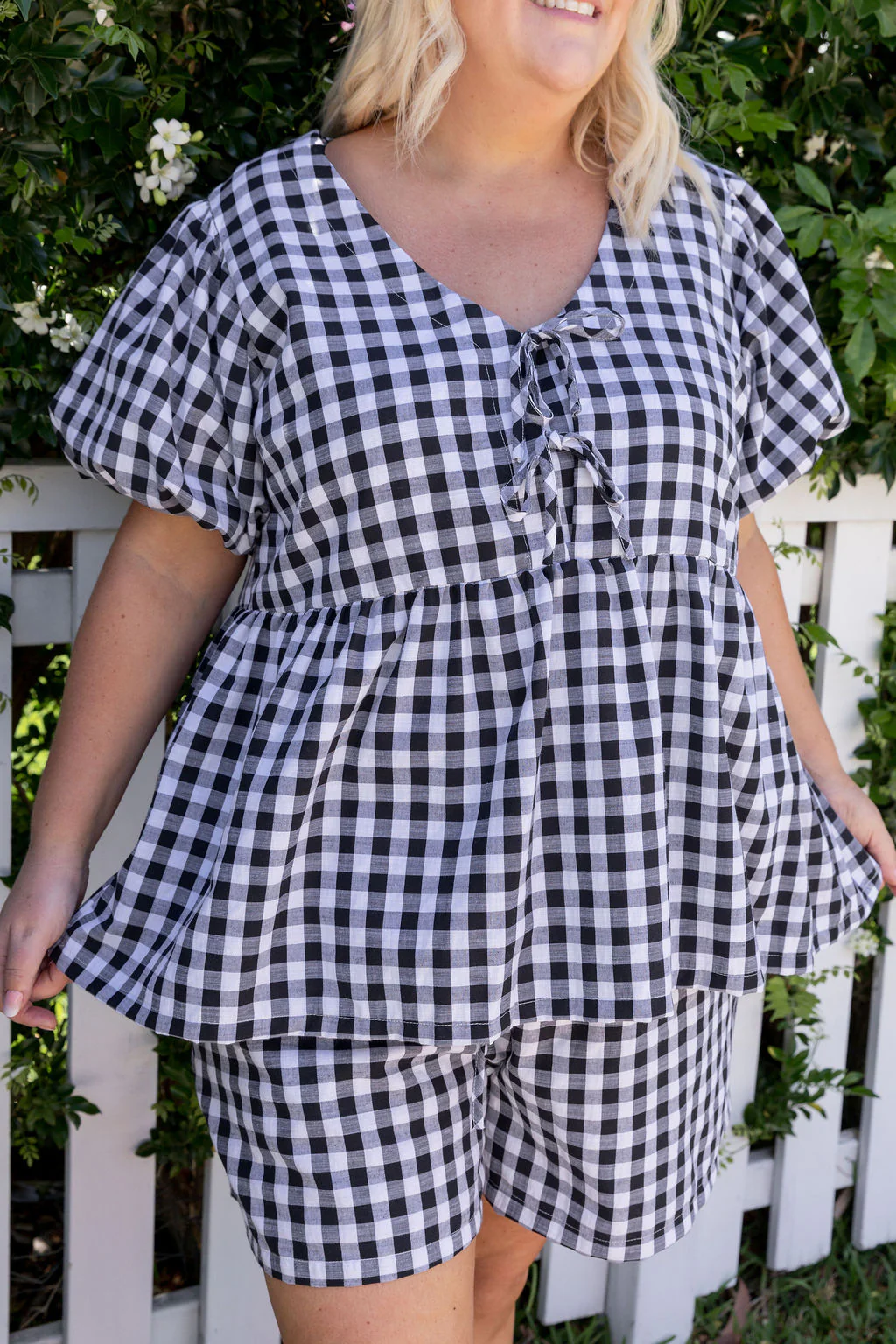 Birdie Top in Black Gingham - Image 3