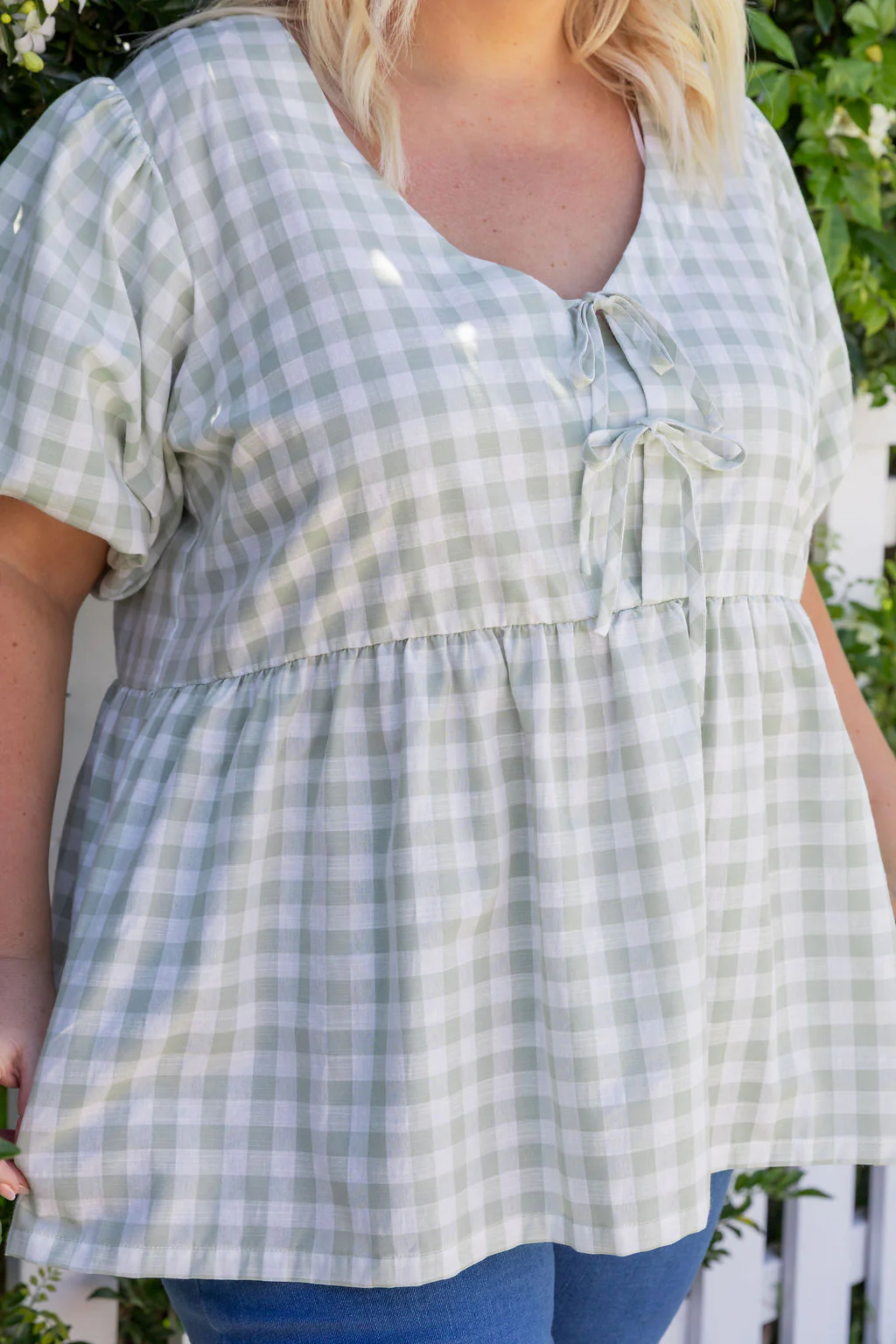 Birdie Top in Sage Gingham - Image 4