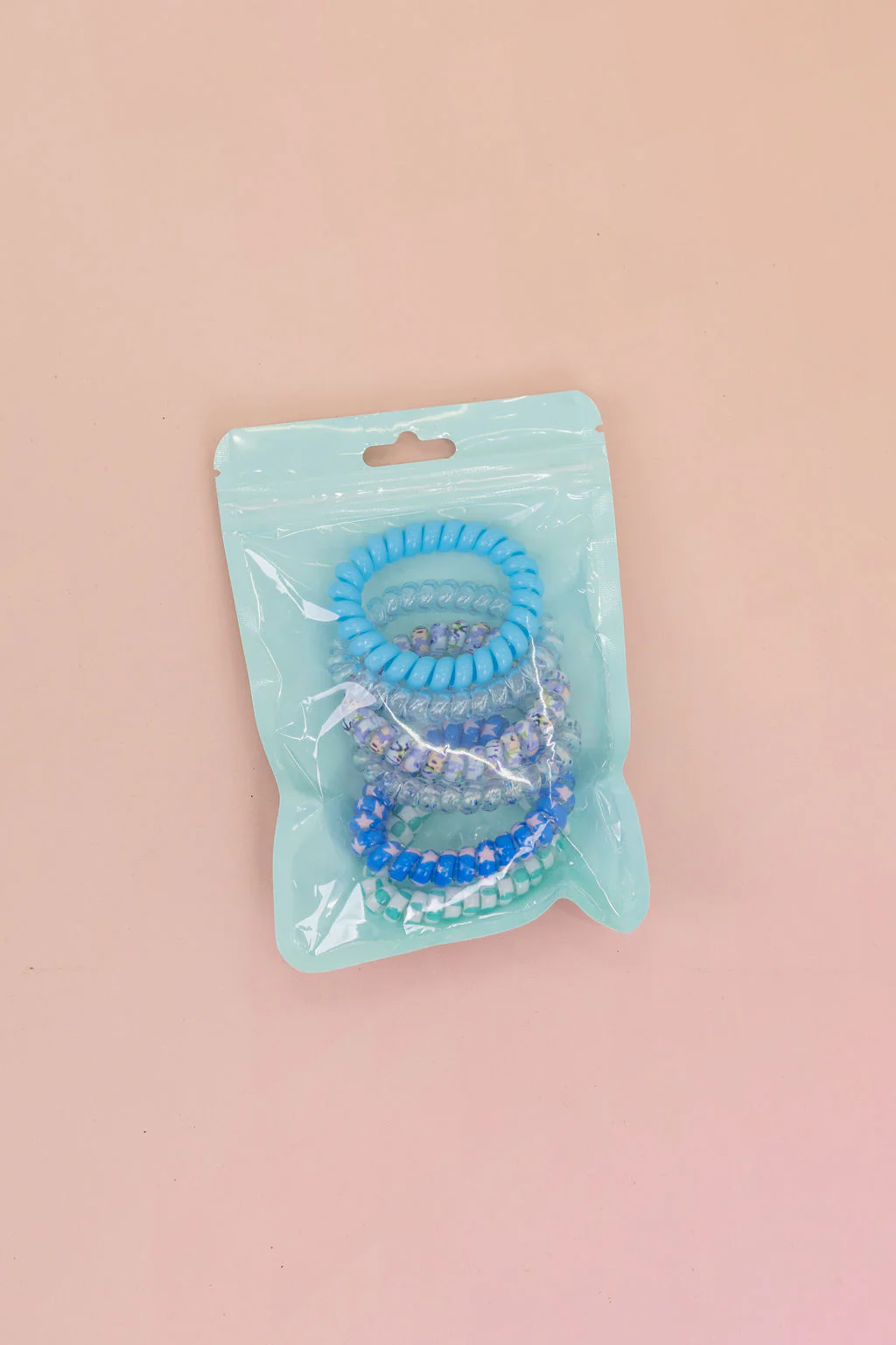 Blue Coil Hair Ties – 6 Pack