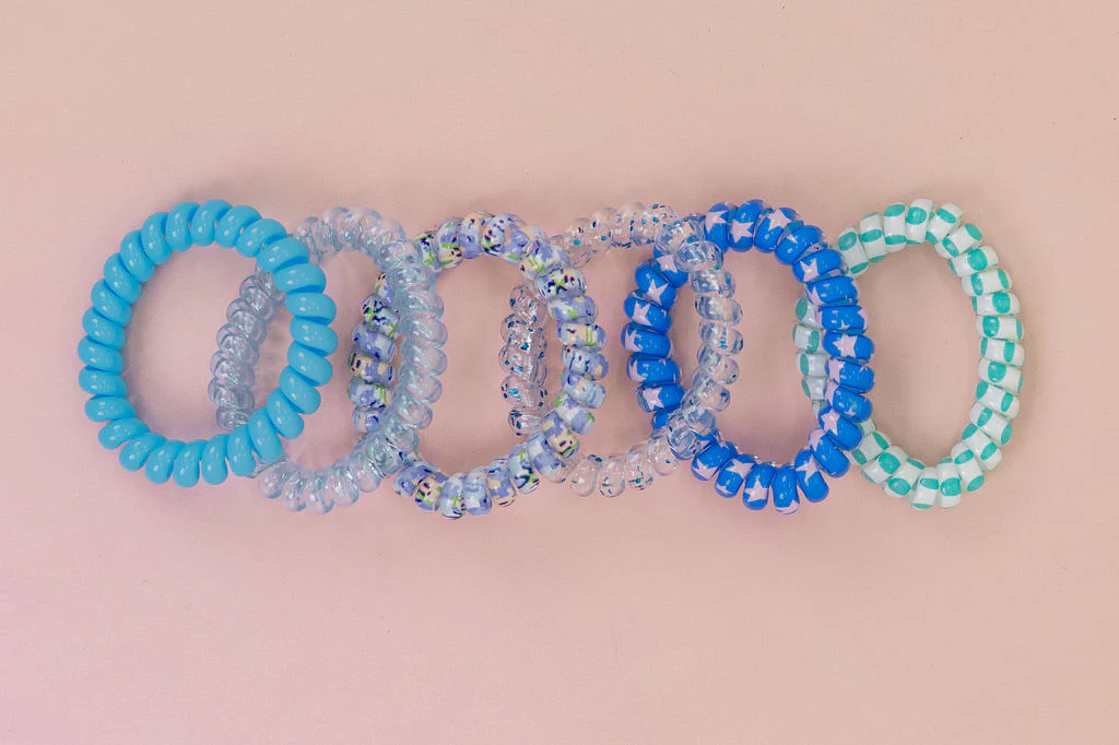 Blue Coil Hair Ties – 6 Pack - Image 2