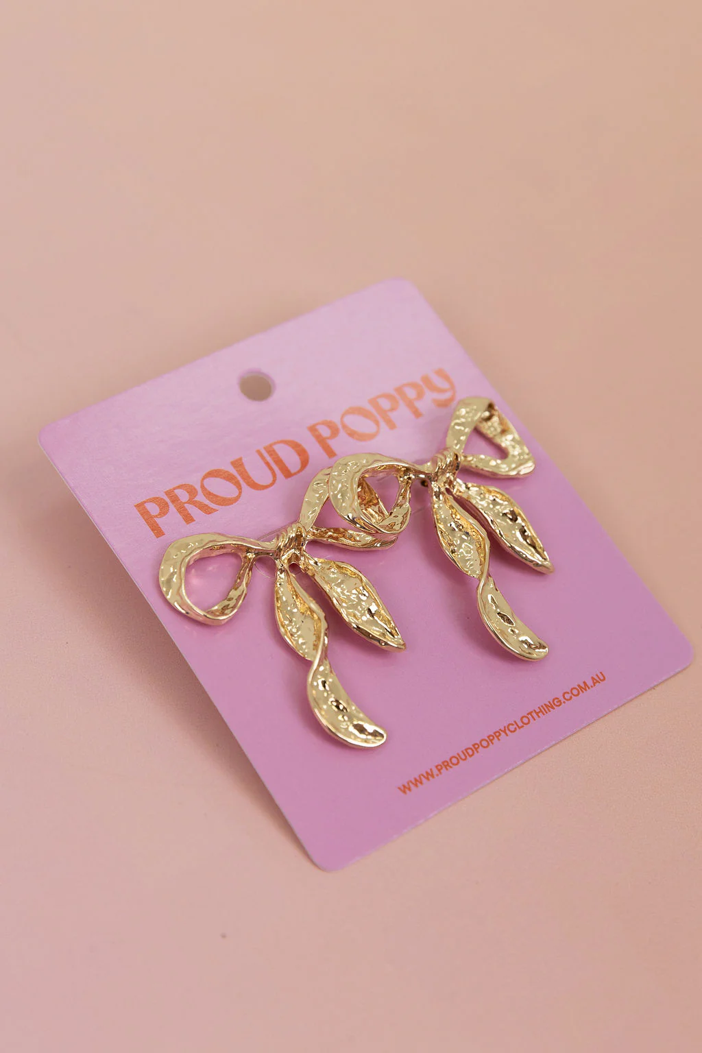 Gold Bow Stud Earrings - Image 3