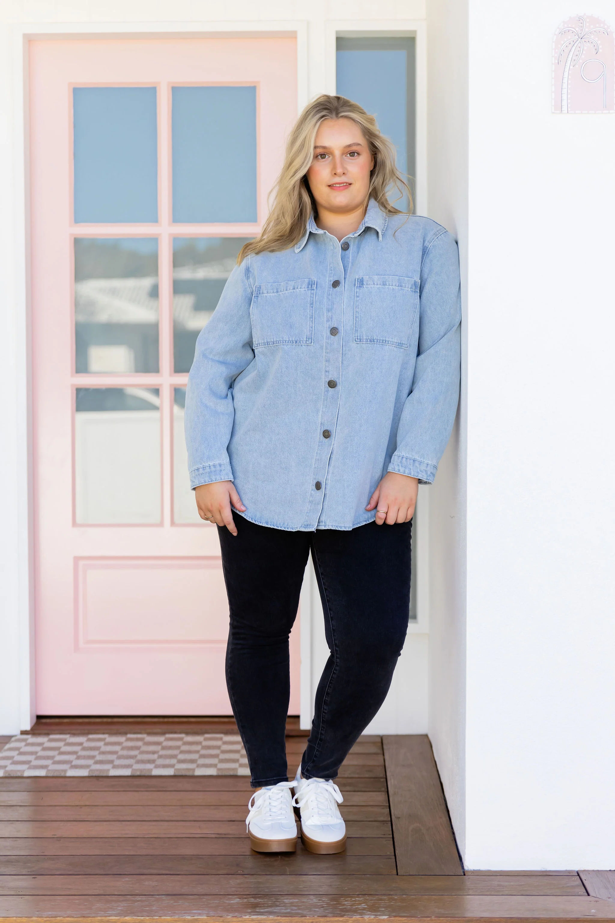 Brogen Denim Shacket in Light Blue Wash