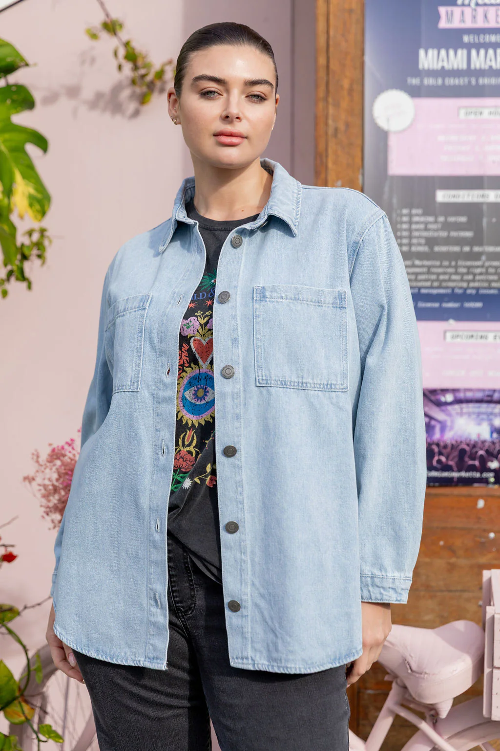 Brogen Denim Shacket in Light Blue Wash - Image 2