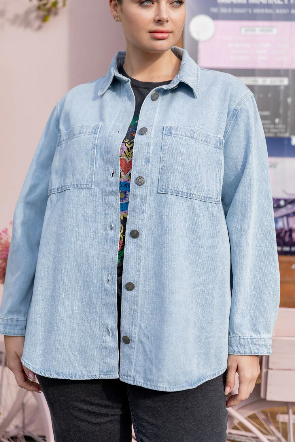 Brogen Denim Shacket in Light Blue Wash - Image 25