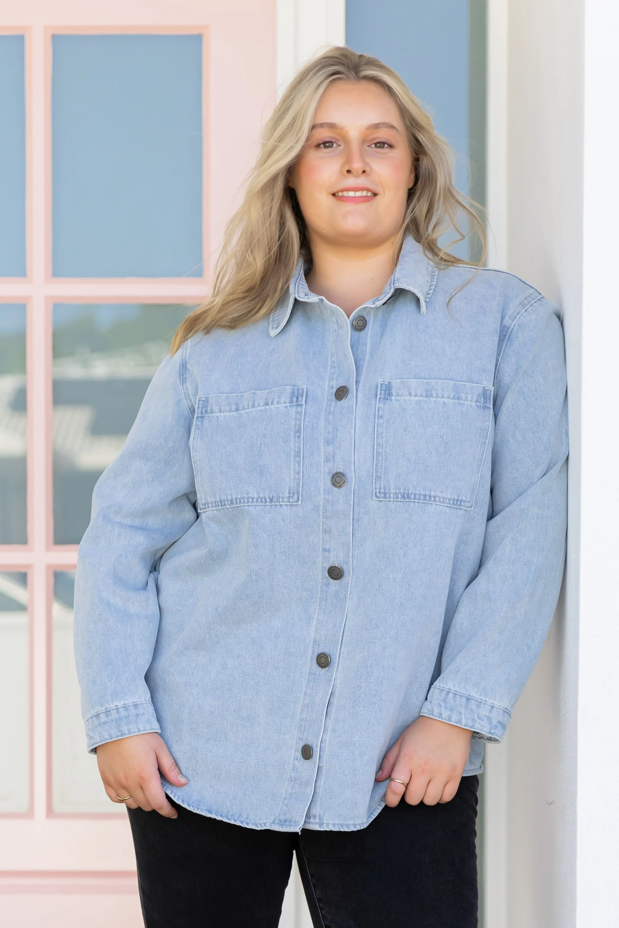 Brogen Denim Shacket in Light Blue Wash - Image 3