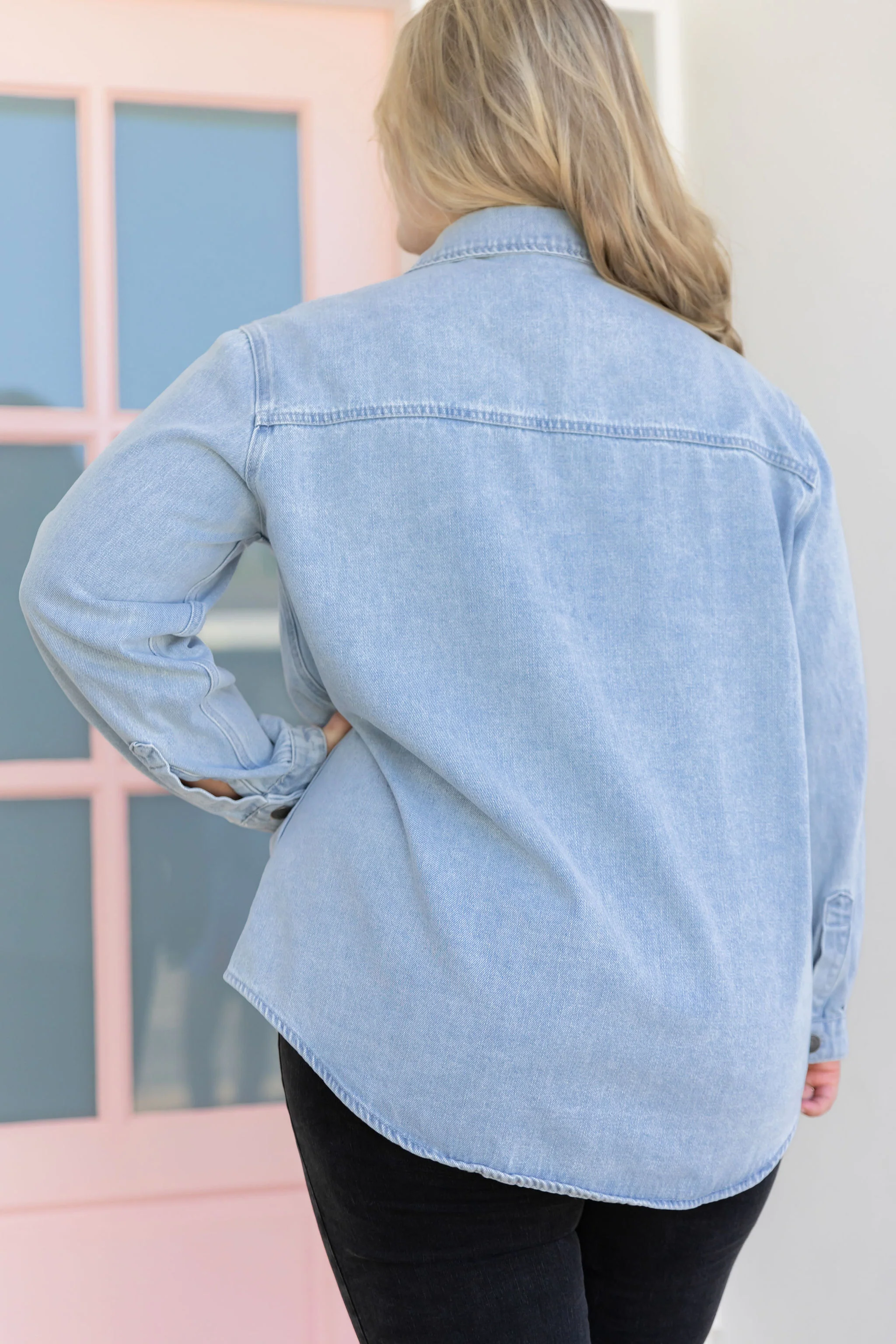 Brogen Denim Shacket in Light Blue Wash - Image 7