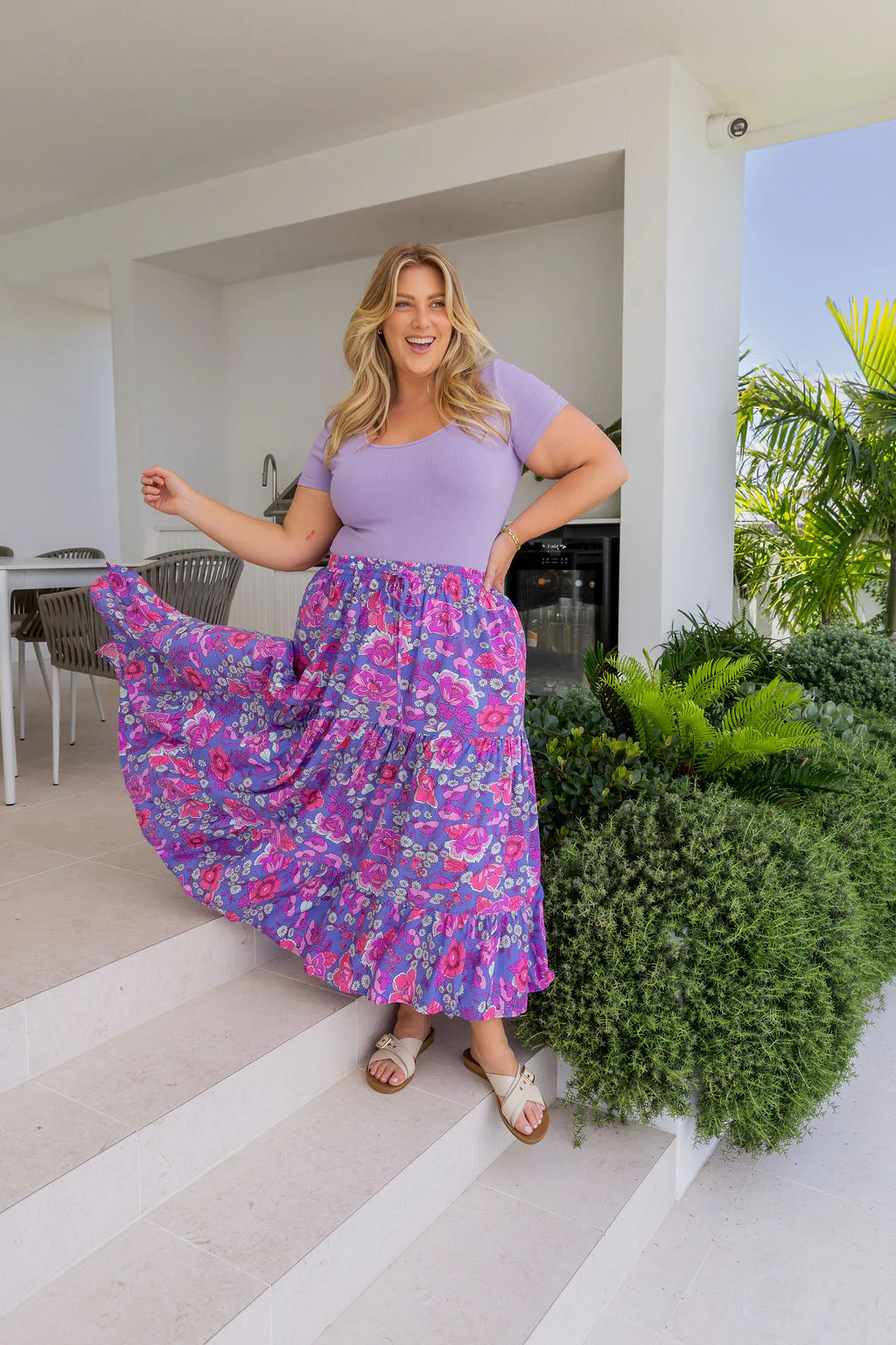 Carrie Skirt in Purple Floral - Image 4