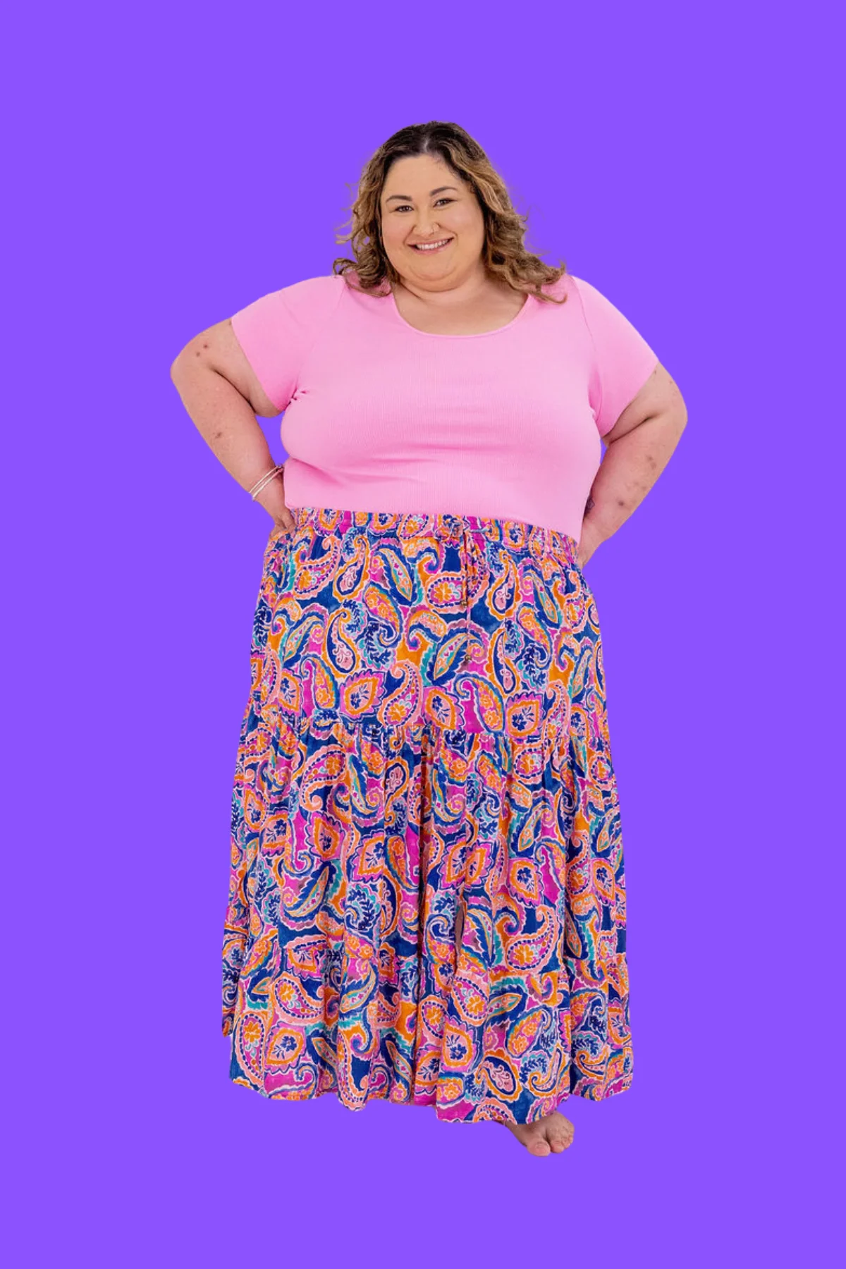 Carrie Skirt in Rainbow Boteh