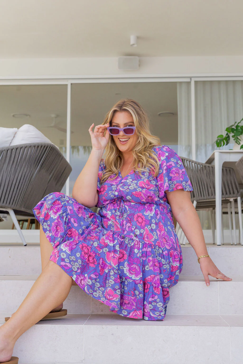 Charlie Dress in Purple Floral - Image 13