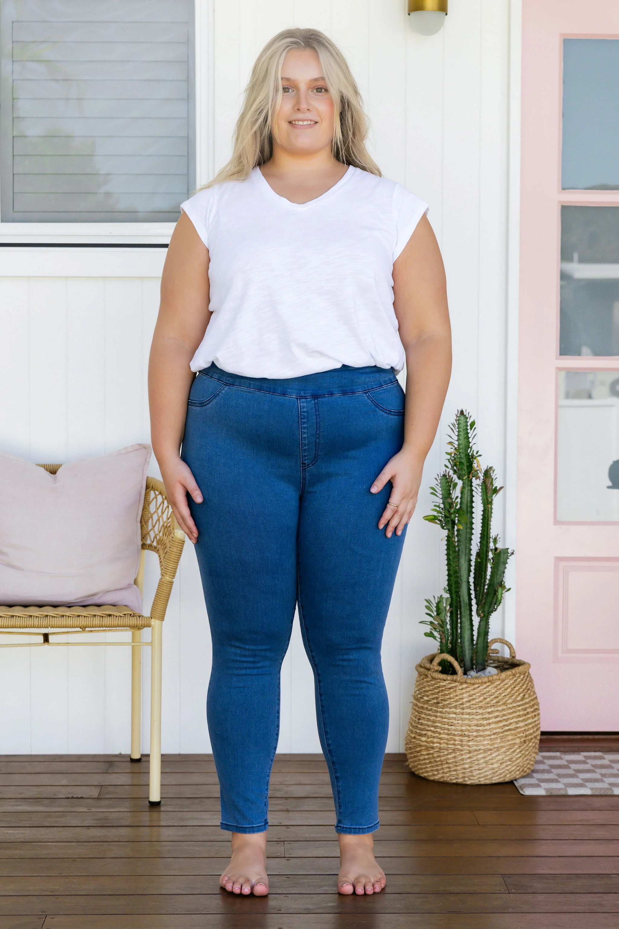 Corey Pull on Jeans in Mid Blue - Image 12