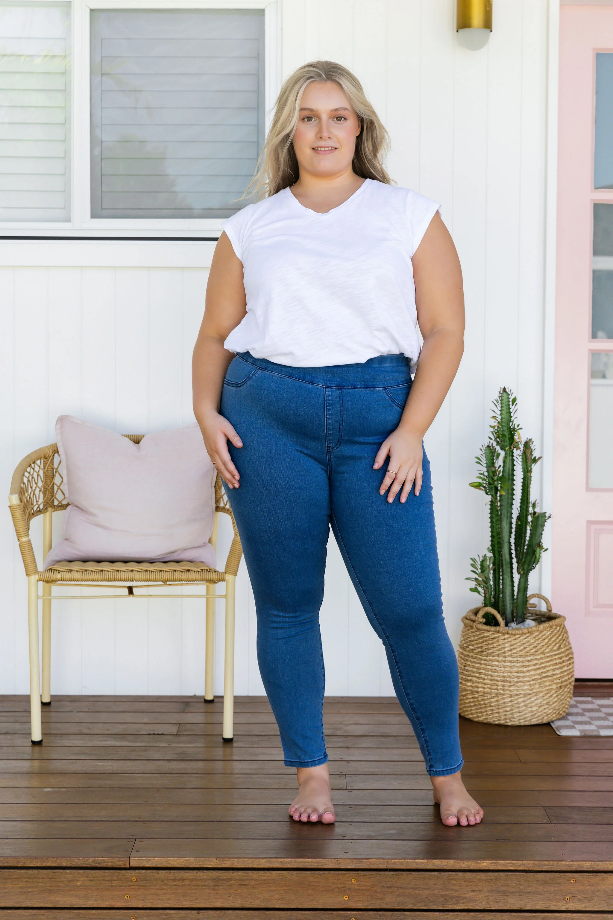 Corey Pull on Jeans in Mid Blue - Image 26