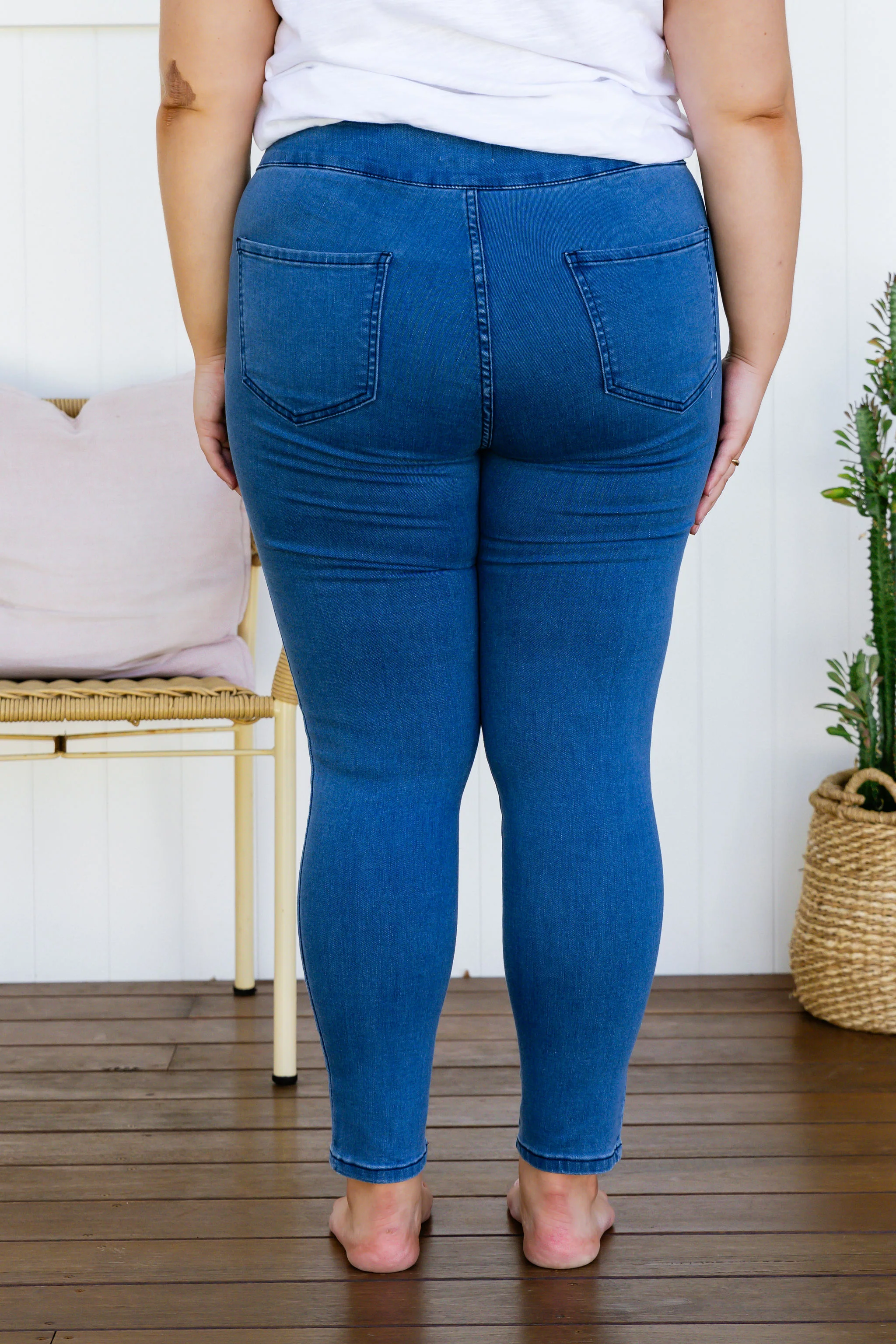 Corey Pull on Jeans in Mid Blue - Image 8