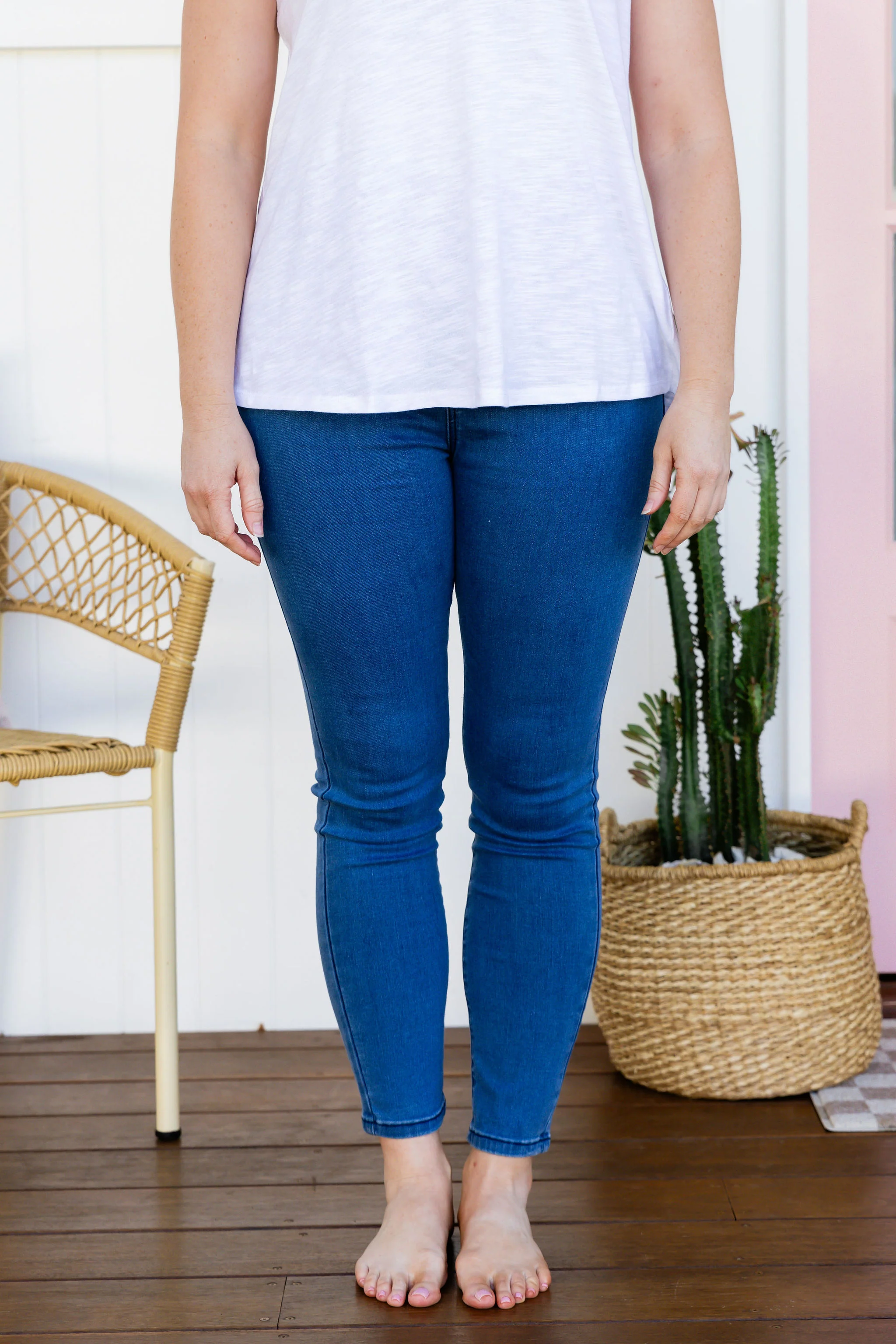 Corey Pull on Jeans in Mid Blue - Image 9