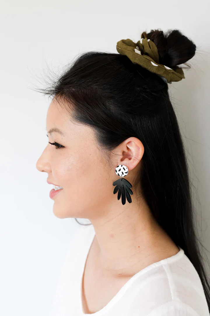 Deanne Black and White Spot Dangle Earrings - Image 2
