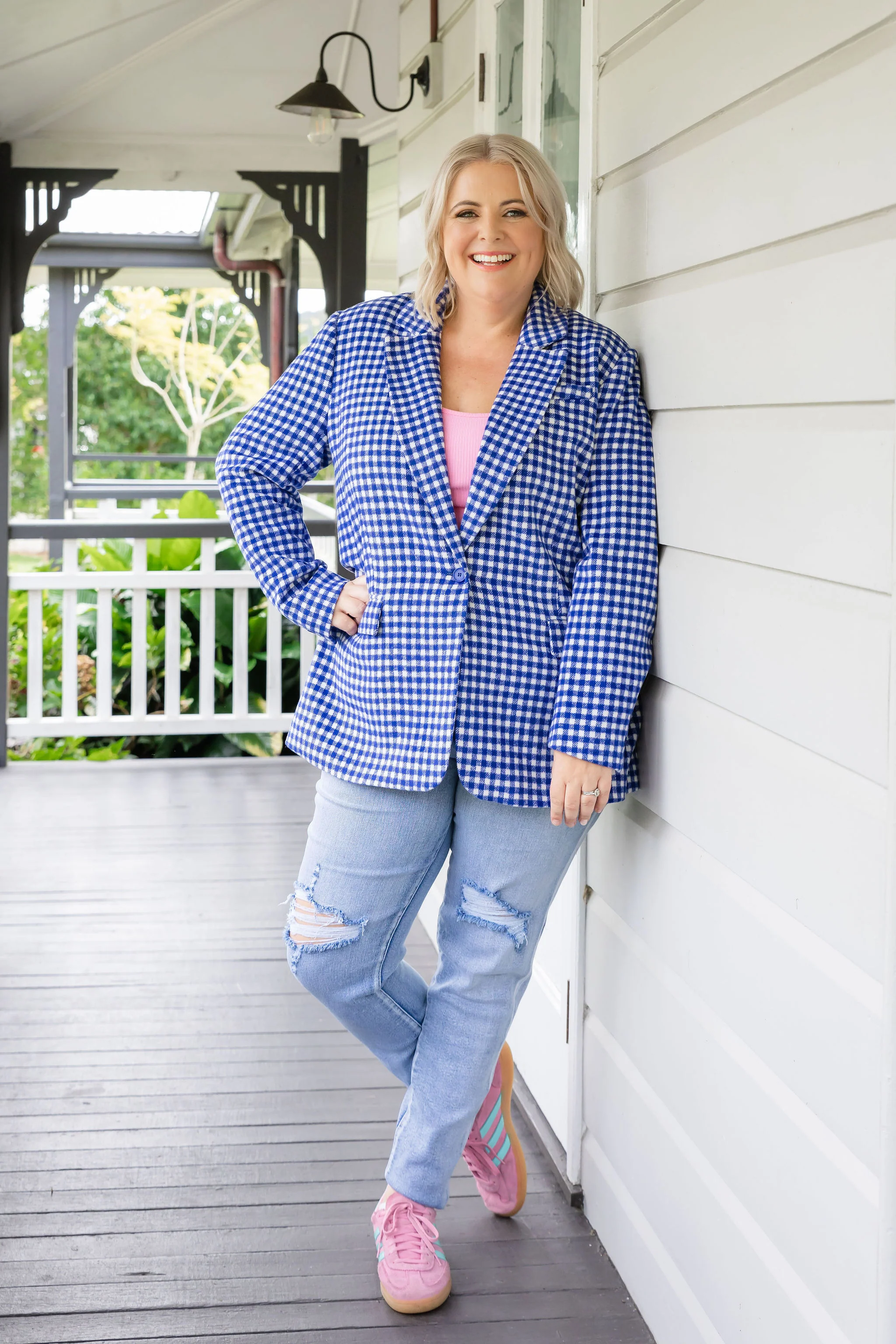 Dion Jacket in Cobalt Check - Image 17