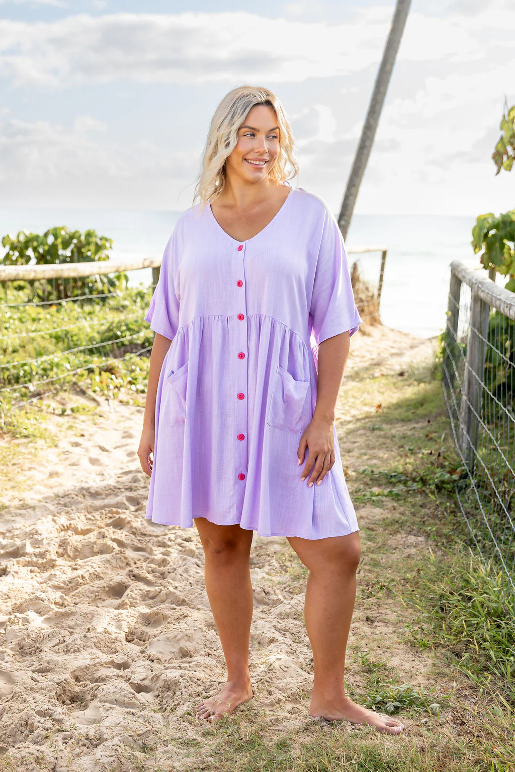 Disco Linen Blend Dress in Violet - Image 2