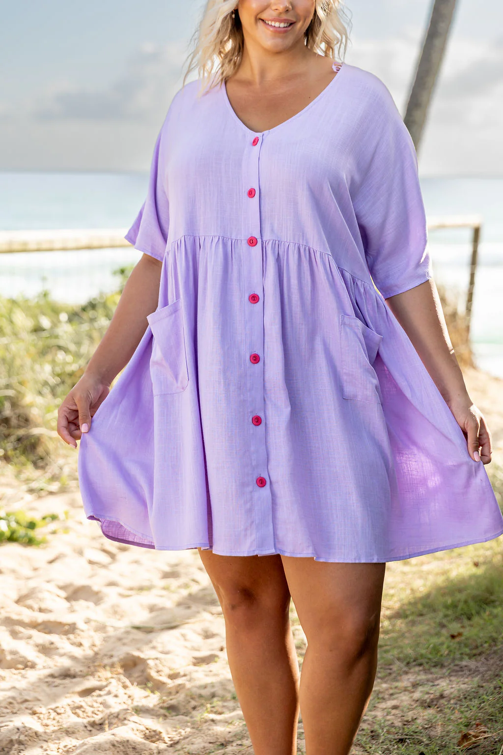 Disco Linen Blend Dress in Violet - Image 6