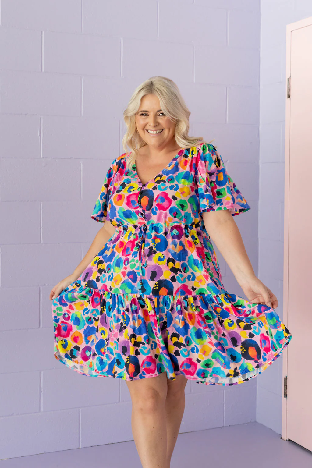 Esmae Dress in Rainbow Leopard Pink by Kasey Rainbow - Image 4