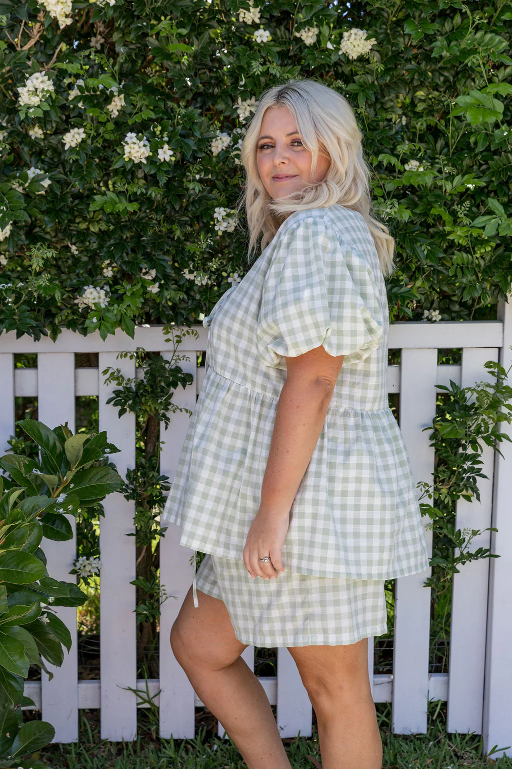 Harlow Short in Sage Gingham - Image 9