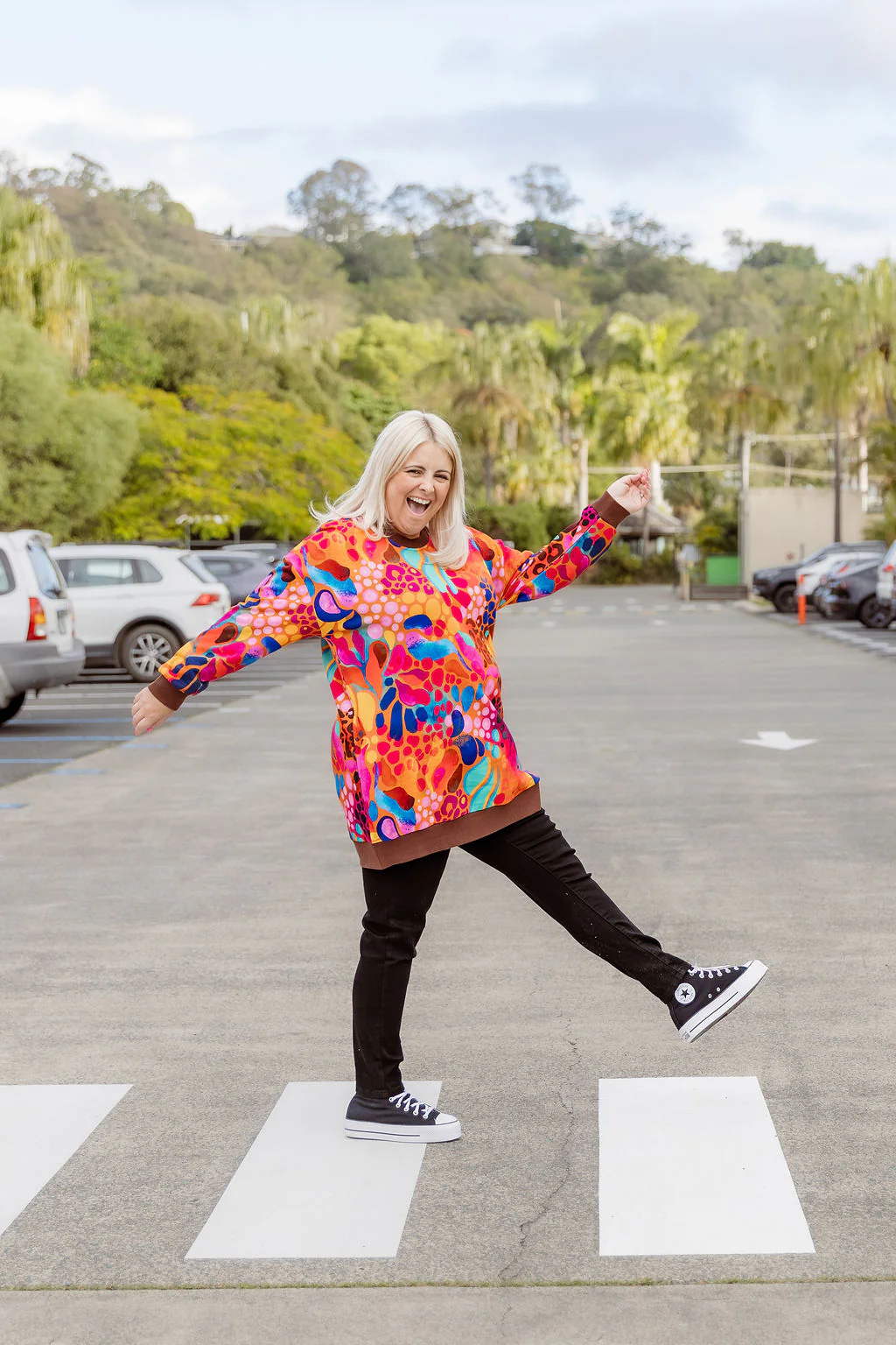 Harper Longline Sweater in Outback Safari by Kasey Rainbow - Image 2