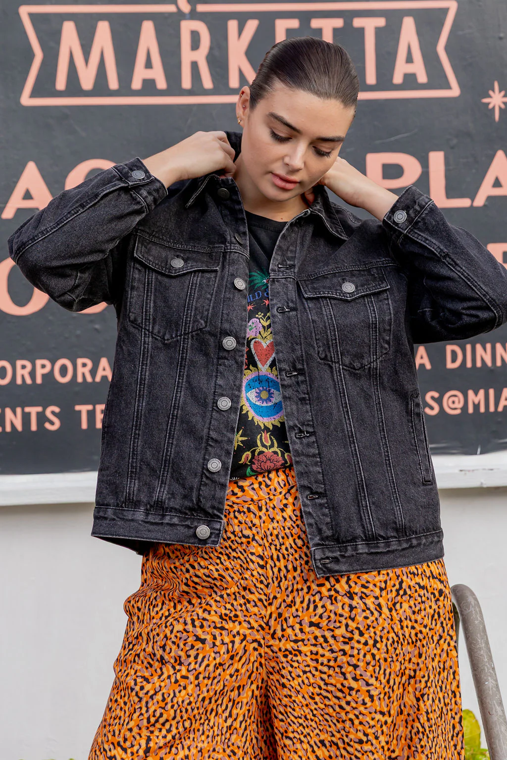 Hayden Boyfriend Denim Jacket in Black Wash