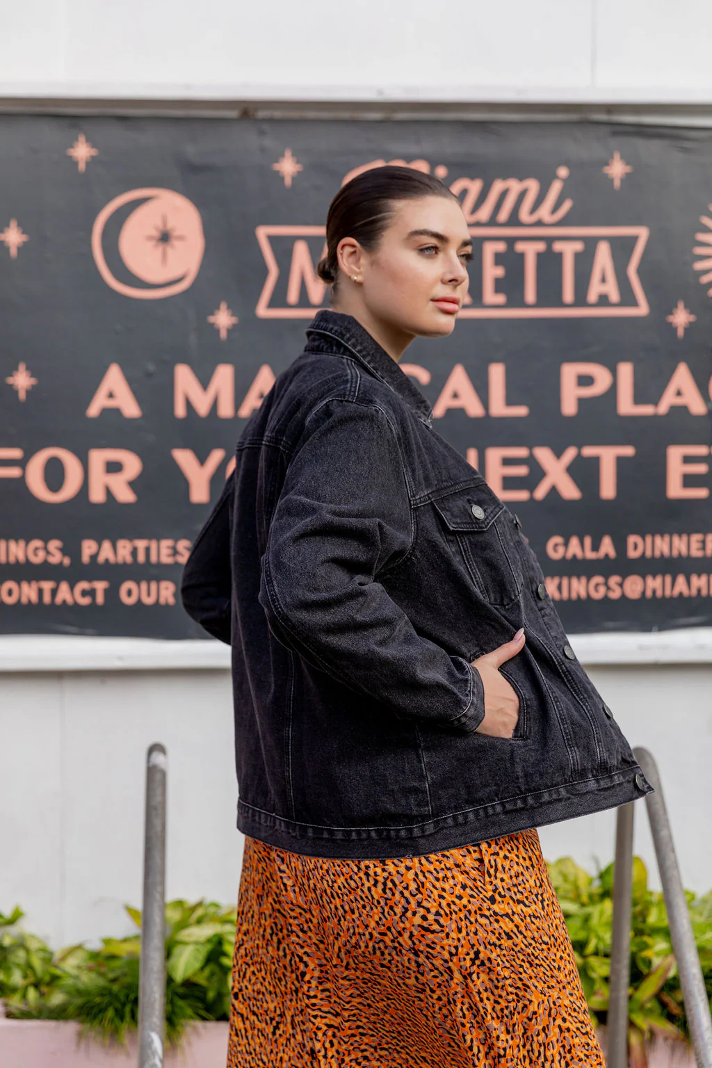 Hayden Boyfriend Denim Jacket in Black Wash - Image 15
