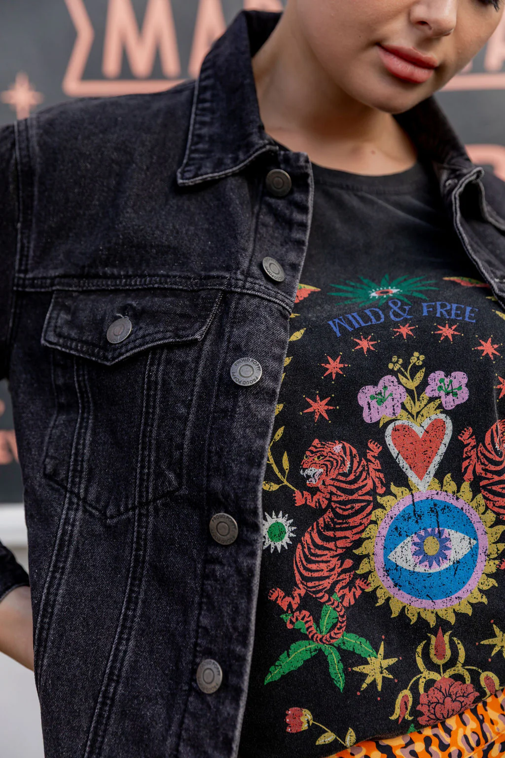 Hayden Boyfriend Denim Jacket in Black Wash - Image 6