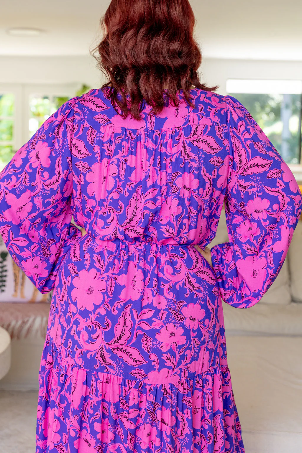 Bonnie Long Sleeve Dress in Purple Blooms - Image 12