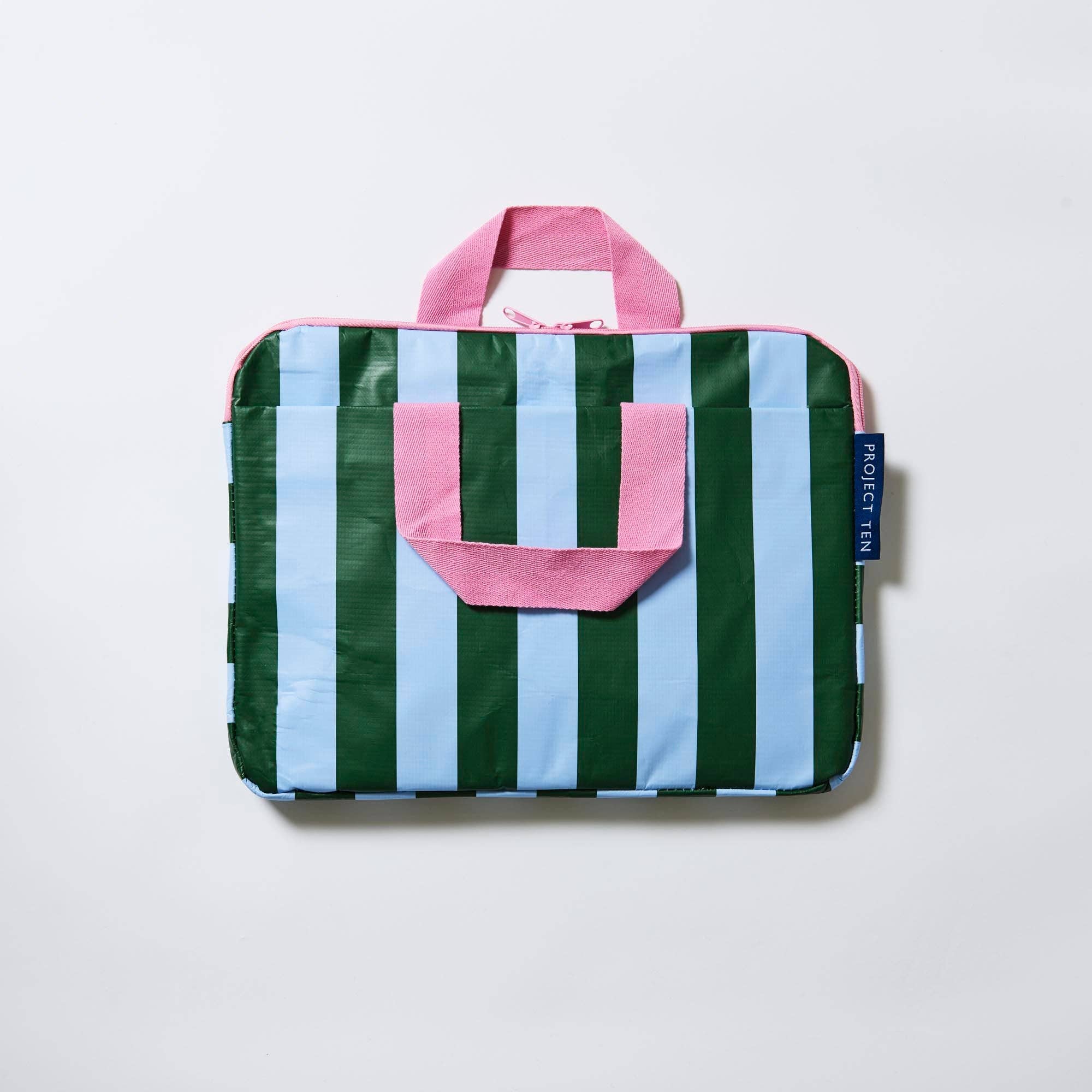 Laptop Case in Green Blue Stripe