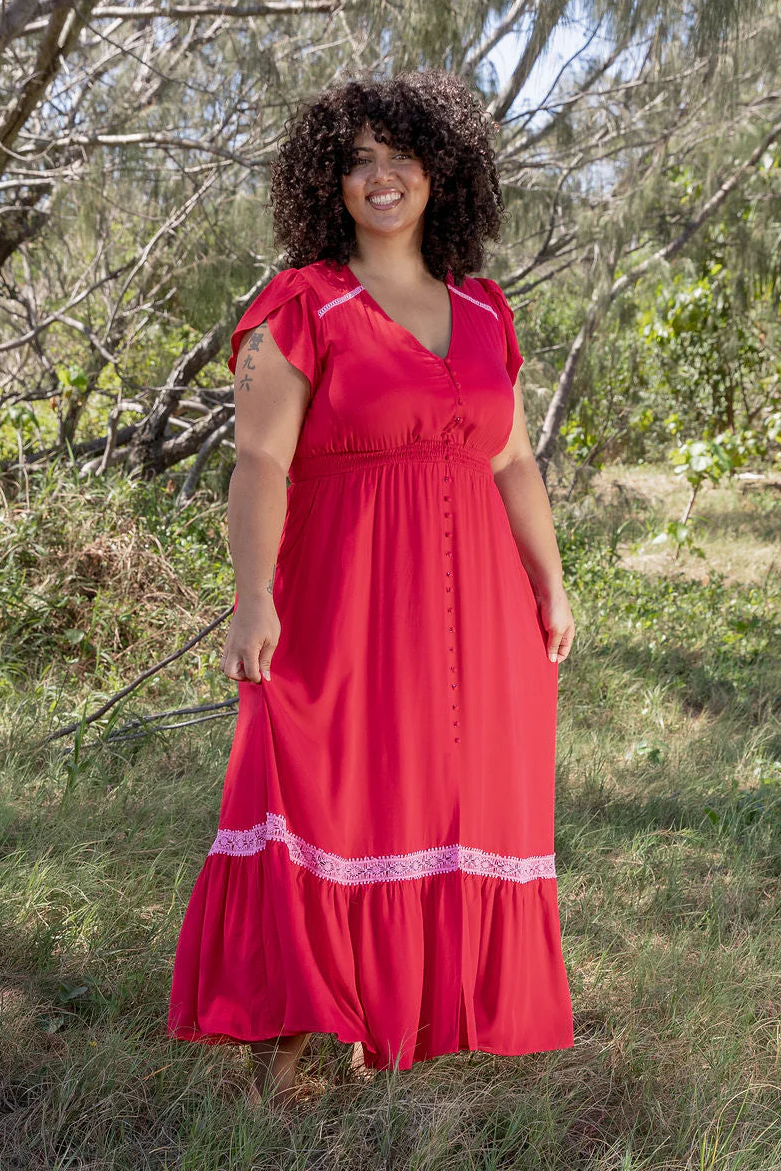 Louisa Maxi Dress in Cherry