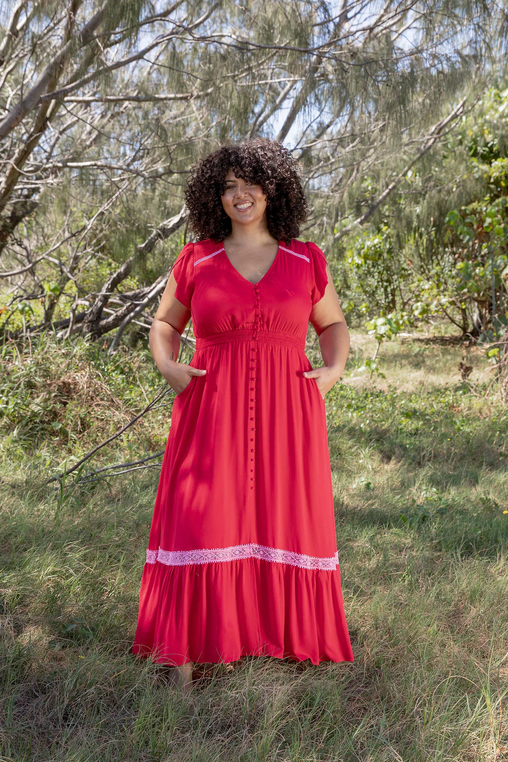 Louisa Maxi Dress in Cherry - Image 2