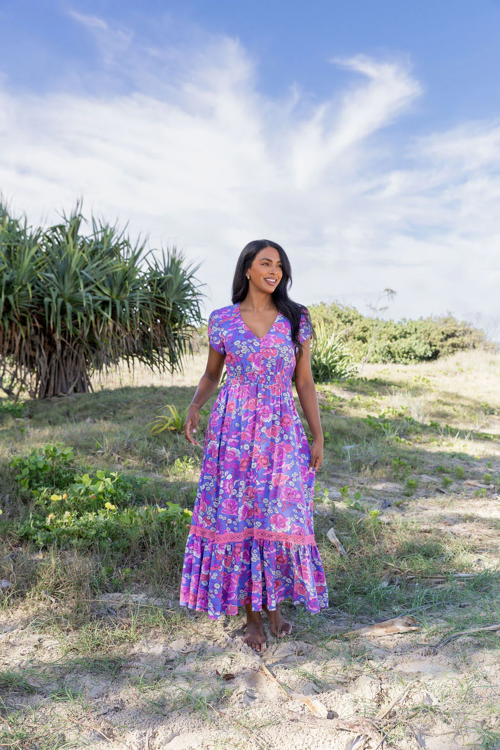 Louisa Maxi Dress in Purple Floral - Image 4