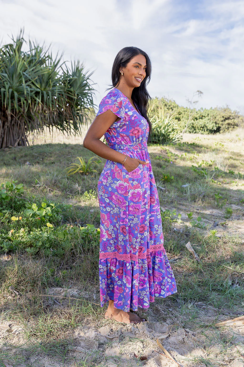 Louisa Maxi Dress in Purple Floral - Image 7