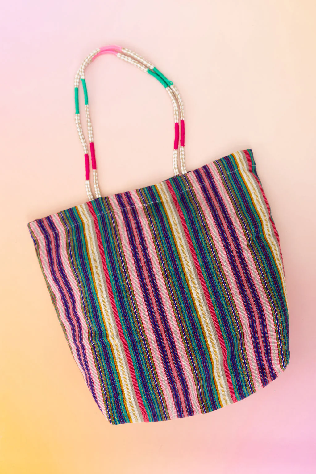 Love Striped Woven Tote Bag - Image 5