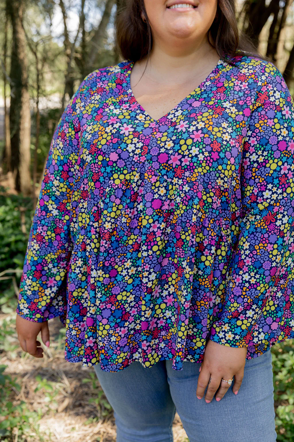 Long Sleeve Peak Top in Ditsy by Kasey Rainbow - Image 3